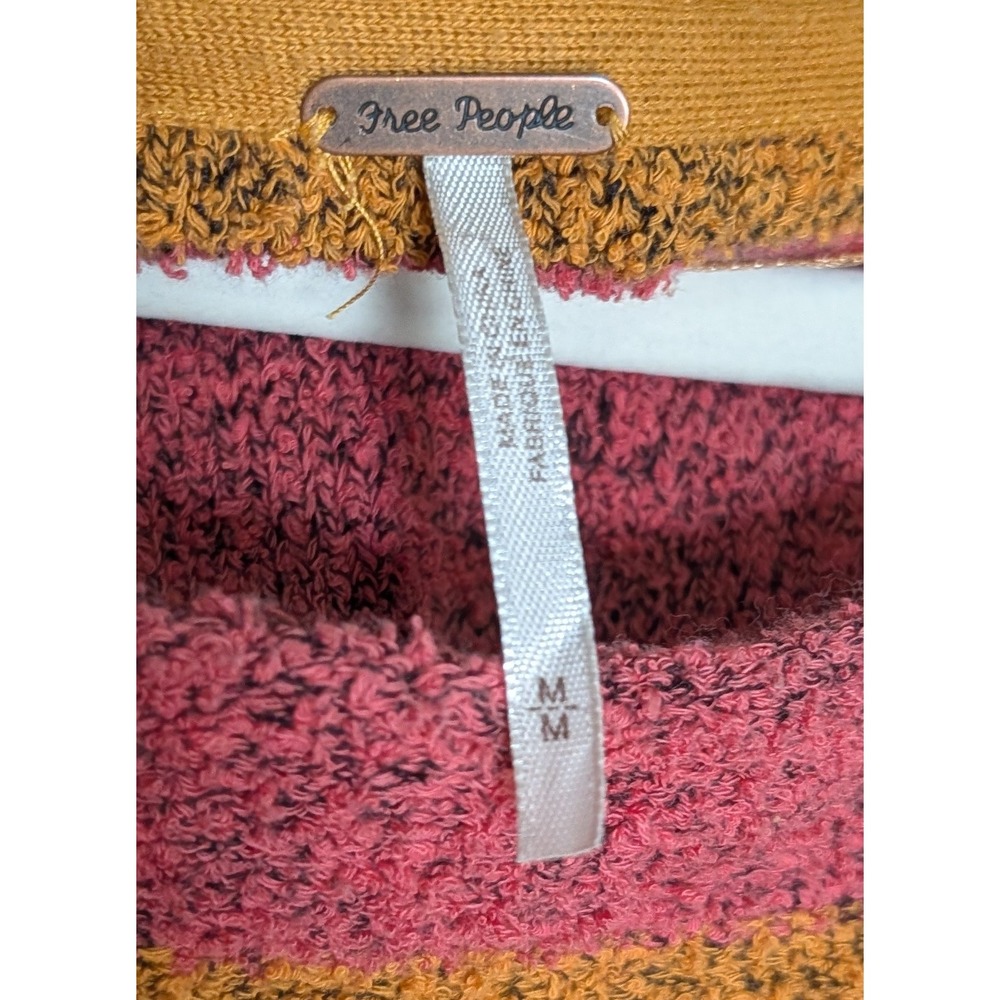 Free People Women Striped Knit Sweater Pink Orange Yellow Boat Neck Medium - Picture 3 of 4